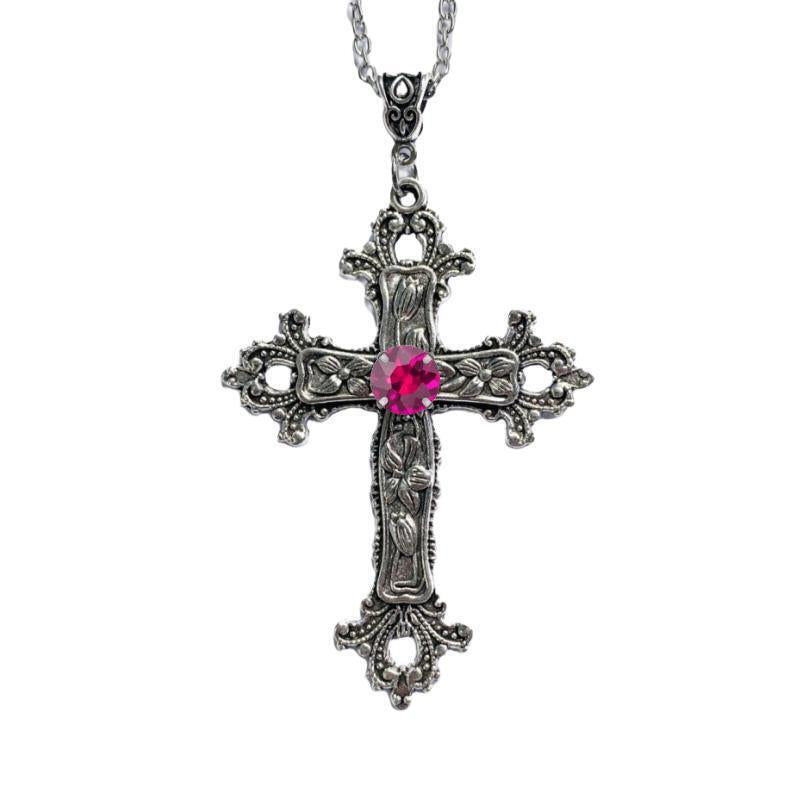 Wholesale  Creative Flower Pattern Cross Diamond Necklace Gothic